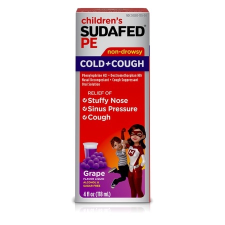 Children's Sudafed PE Cold + Cough Relief, Grape Liquid, 4 fl. (Best Cold Medicine To Stop Sneezing)