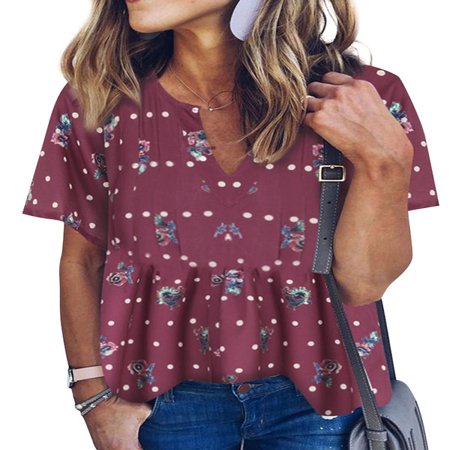 - Nlife Women's V Neck Liberty Print Pleated Blouse