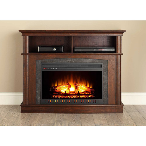 Whalen Media Fireplace Console, Rustic Brown