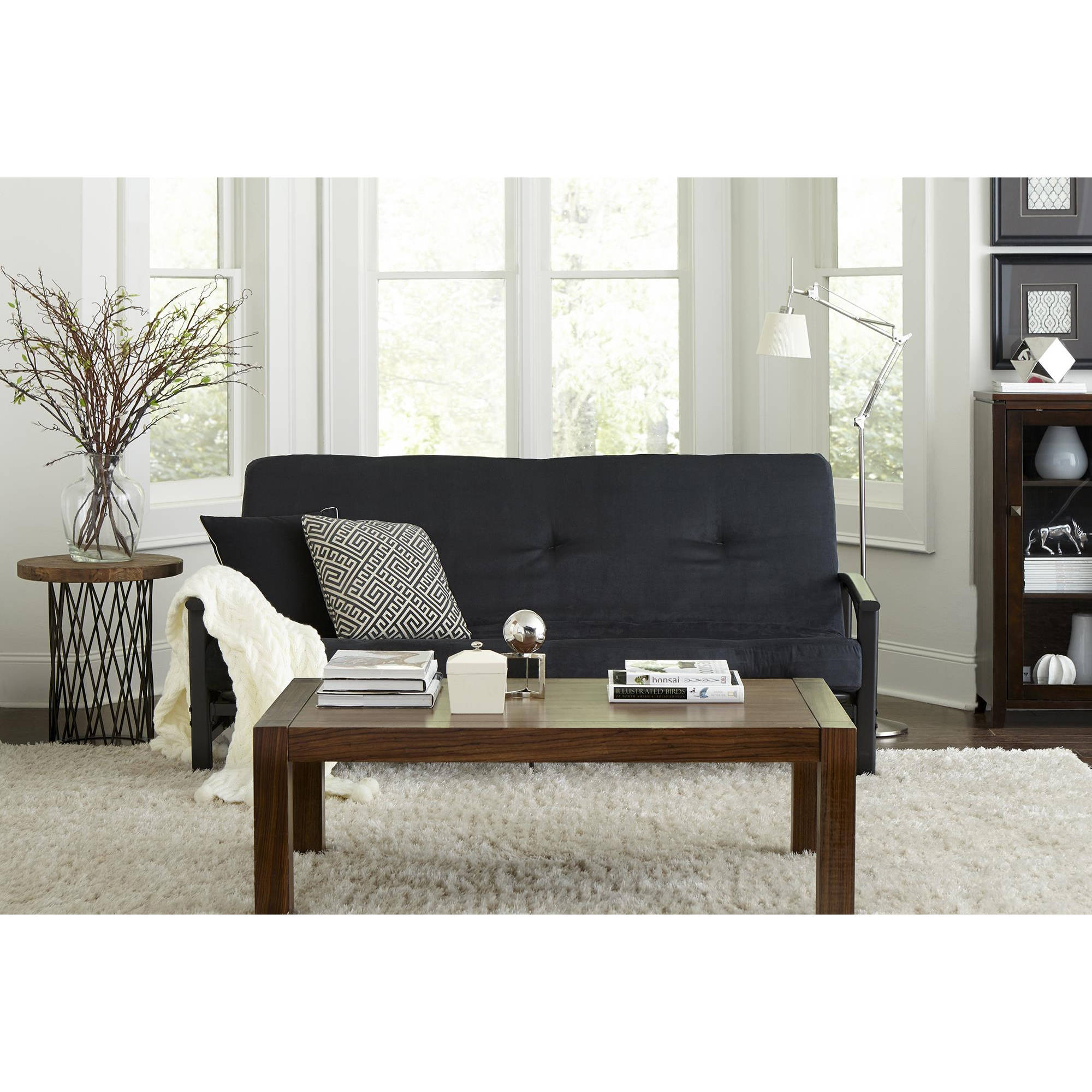 Mainstays Monaco Black Metal Futon with 6