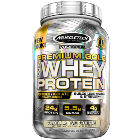 Premium Gold 100% Whey Protein Powder, Ultra Fast Absorbing Whey Peptides & Whey Protein Isolate, Vanilla Ice Cream, 30 Servings (Best Natural Whey Protein Isolate)