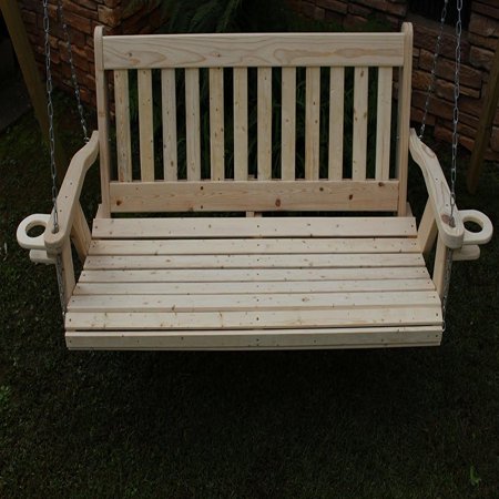Patio 4 Ft Home Garden Lawn Outdoor Backyard Patio 4 Ft Amish Heavy Duty Mission Style Porch Cupholders Swing Made in USA ()