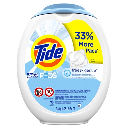 Tide PODS Free & Gentle Liquid Laundry Detergent Pacs, 96 (Best Gentle Laundry Detergent)