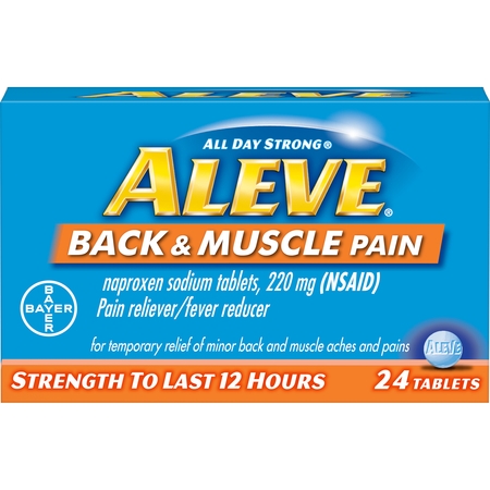 Aleve Back & Muscle Pain Reliever/Fever Reducer Naproxen Sodium Tablets, 220 mg, 24