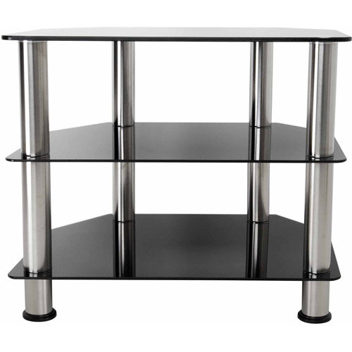 AVF Black Glass Floor Stand with Chrome Legs for TVs up to 32''