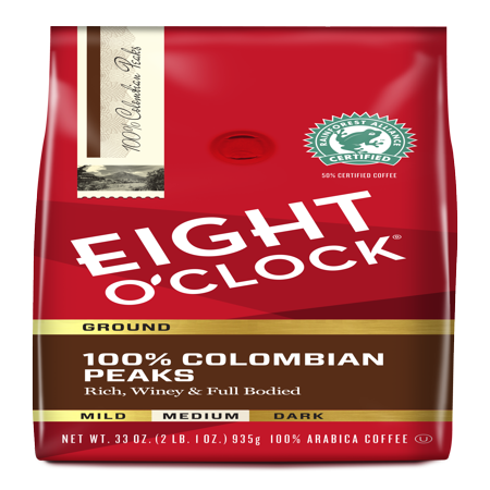 Eight O'Clock 100% Colombian Peaks Ground Coffee 33 Oz. Bag - Walmart.com