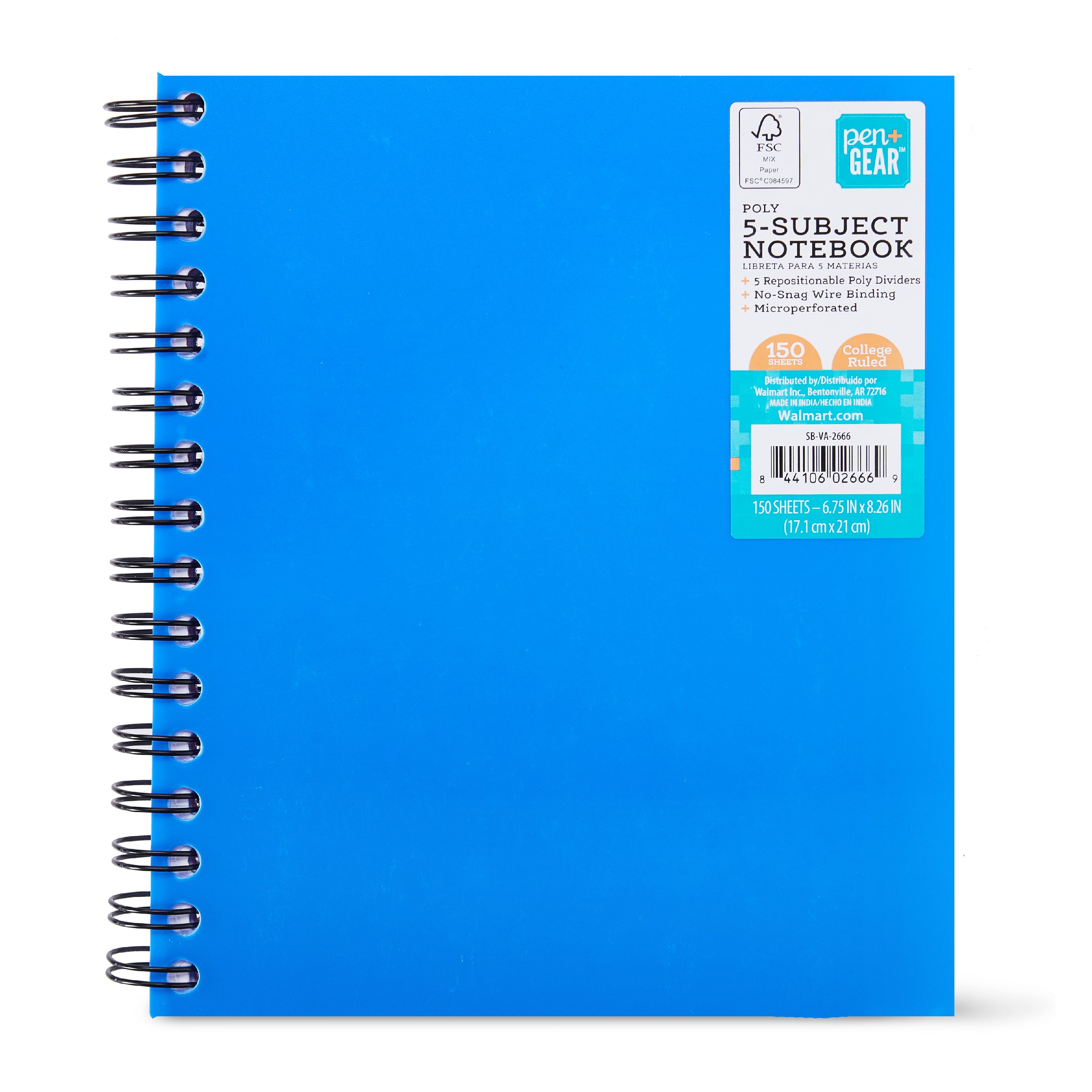 School Binder Pen Gear 1 Subject College Rule Spiral Bound Notebook 70 Pages Per Notebook Notebooks Binders