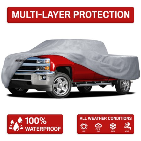 Truck Covers (Motor Trend Four Season Waterproof Outdoor Truck Cover for Heavy Duty Use - 4 Layers Snow, Water, Sun , UV)