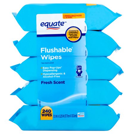 Equate Flushable Wipes, Fresh Scent, 2 packs of 5 (10 packs