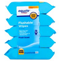 Equate Flushable Wipes, Fresh Scent, 2 packs of 5 (10 packs total)