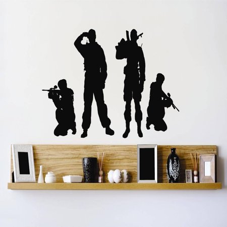 - Custom Wall Decal Vinyl Sticker : Army Soldiers Men Fighting Combat War Guns Bedroom Bathroom Living Room 10x20