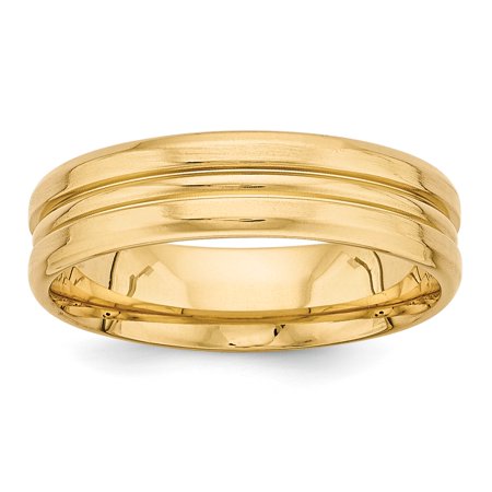 Comfort Fit Fancy Wedding Band - 14k Yellow Gold Heavy Comfort Fit Fancy Wedding Band Size 10