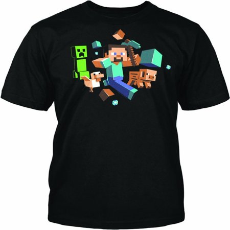 Minecraft Run Away Glow in the Dark Adult T-Shirt