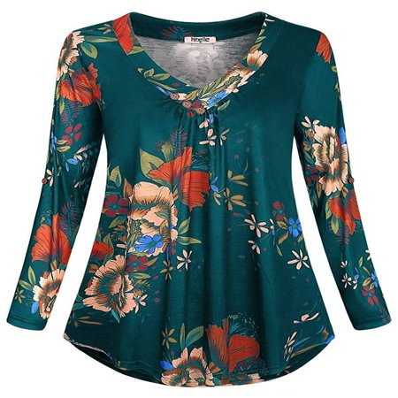 - JustVH Women's Notch V-Neck Roll-up Long Sleeve Blouse Casual Flowy Tunic Tops