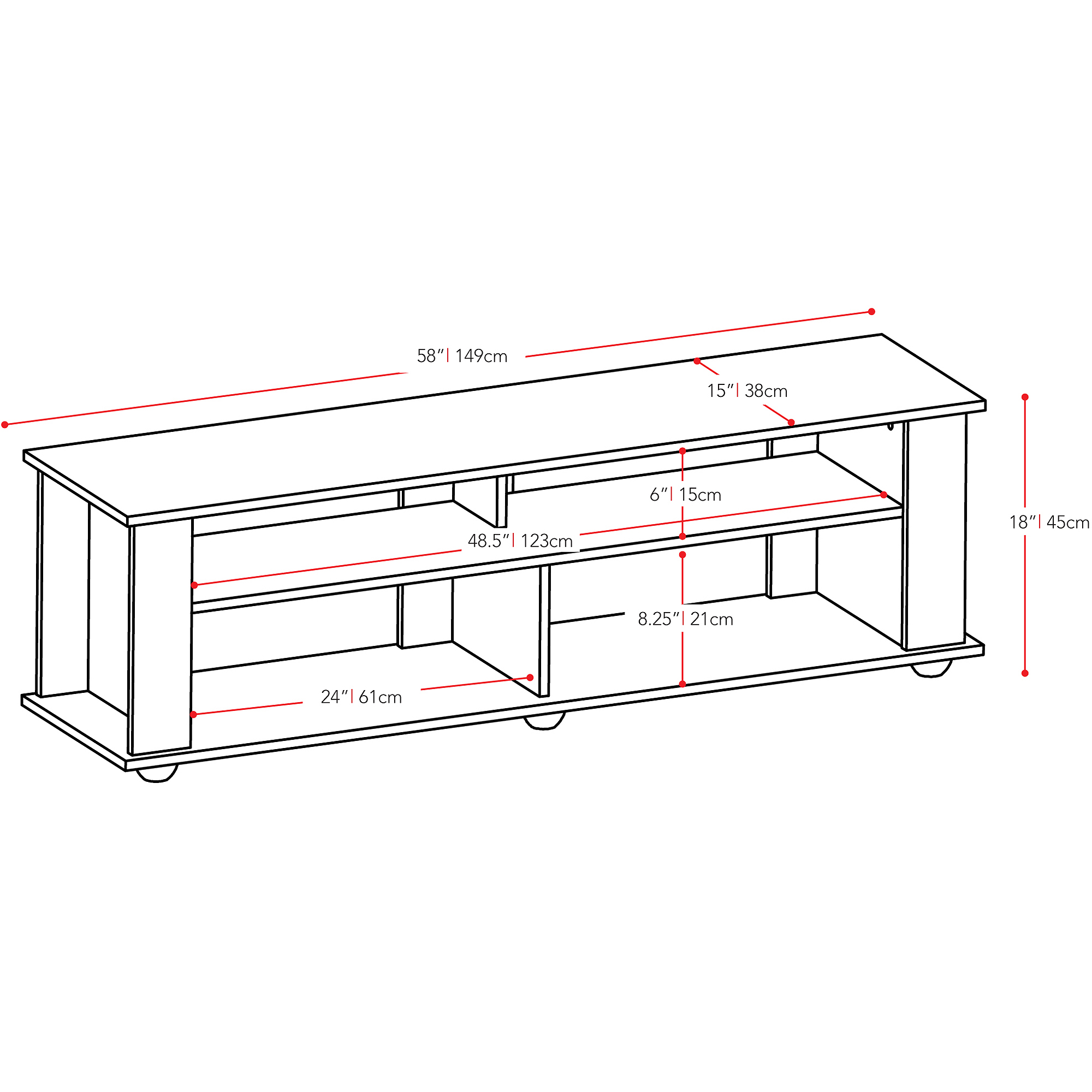 CorLiving Bakersfield Ravenwood Black TV Stand for TVs up to 65''