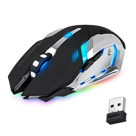 TSV Rechargeable X70 2.4GHz 7 Color LED Backlit Wireless USB Optical Gaming Mouse Mice For Computer