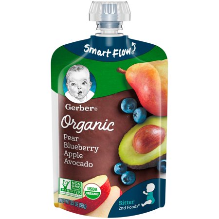 Gerber Organic 2nd Foods Baby Food, Pear Blueberry Apple Avocado, 3.5 ...