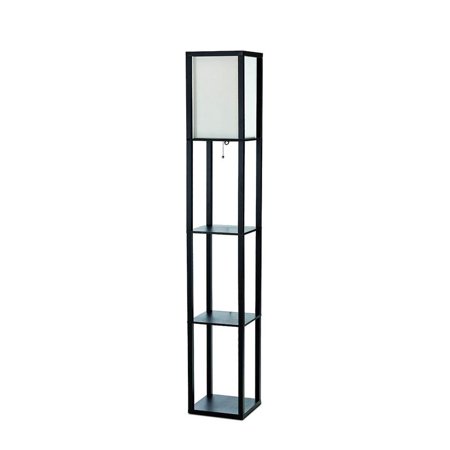 Simple Designs Floor Lamp Etagere Organizer Storage Shelf with Linen