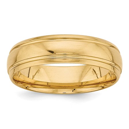 Comfort Fit Fancy Wedding Band - 14k Yellow Gold Heavy Comfort Fit Fancy Wedding Band Size 10