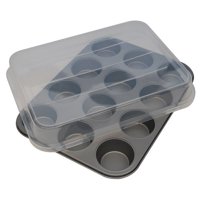 Mainstays Non-Stick 12 Cup Cupcake Pan with Lid, 1 Each