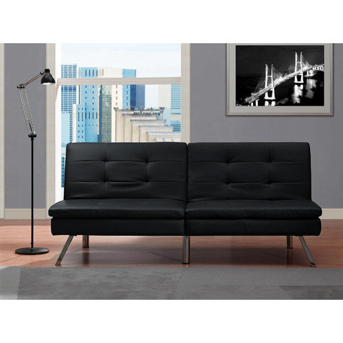 Chelsea Faux Leather Futon Sofabed, Black