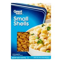 (4 pack) Great value small shells pasta, 16 oz