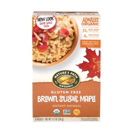 Gluten Free Oatmeal - Nature's Path Gluten Free Organic Instant Oatmeal, Brown Sugar Maple, 8 Packets