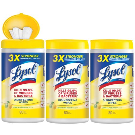 Wipes Lemon Scent - Lysol Disinfecting Wipes, Lemon & Lime Blossom, 240ct (3X80ct)