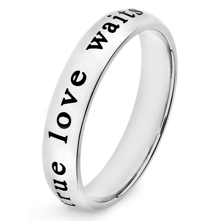 Laser-Engraved 'True Love Waits' Stainless Steel Ring (Best Friend True Love Ring)