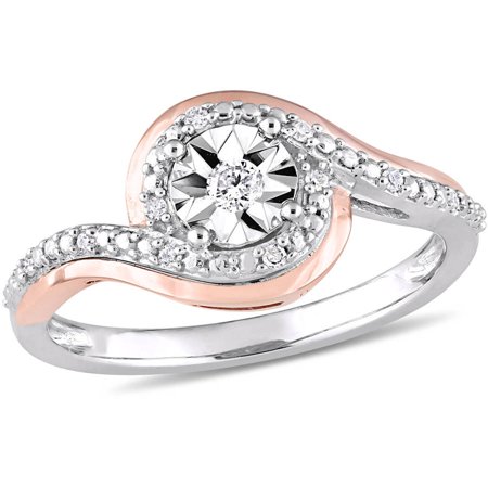 - 1/10 Carat Diamond 10kt Two-Tone Gold Swirl Promise Ring
