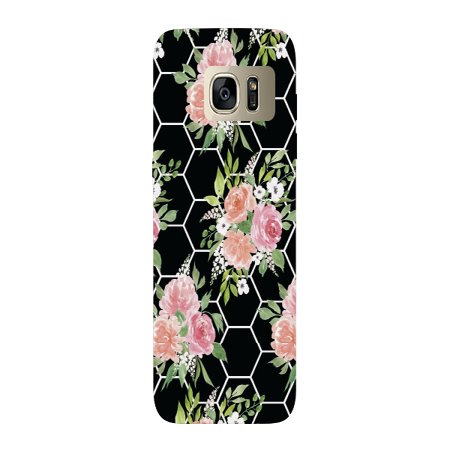 Octagon Flower - Octagon Pattern Flower Black Printed Lightweight Hard Plastic Phone Case