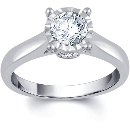 - 1 Carat T.W. IGL Certified Round White Diamond 14kt White Gold Sol Plus Engagement Ring