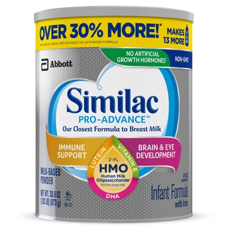 Similac Pro-Advance Non-GMO with 2'-FL HMO Infant Formula with Iron for Immune Support, Baby Formula 30.8 oz (Best Non Gmo Baby Formula)