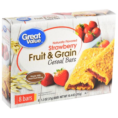 Just Fruit Bar - (6 Pack) Great Value Fruit & Grain Cereal Bars, Strawberry, 10.4 oz, 8 Count