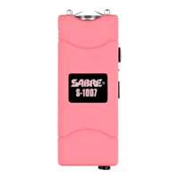 SABRE Compact Stun Gun with LED Flashlight (Rechargeable) - Strong Pain-Inducing Model for Self-Defense with Wrist Strap, Holster, Warranty & Free Training Video