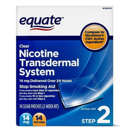 Equate Nicotine Transdermal System Step 2 Clear Patches, 14 mg, 14 (Best Place To Put Nicotine Patch)