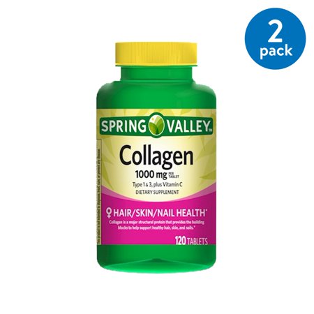 - (2 Pack) Spring Valley Collagen plus Vitamin C Tablets, 1000 mg, 120 Ct