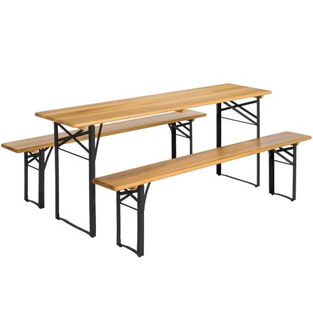 Best Choice Products 3-Piece Portable Folding Picnic Table Set w/ Wooden Tabletop -