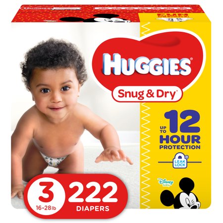 HUGGIES Snug & Dry Diapers, Size 3, 222 Count (Best Hybrid Diaper System)