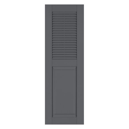 Burgundy Red Louvered Shutter - Perfect Shutters 17.75W in. Louvered Raised Panel Vinyl Shutters
