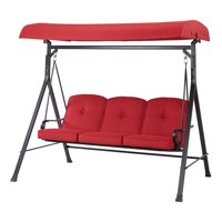 Porch Swings Product Image Mainstays Carson Creek 3 Seat Canopy Patio Swing With Red Cushions