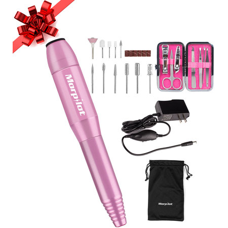 New Year Sales! Electric Nail Drill, Morpilot 11 in 1 Professional Nail File Manicure Pedicure Kit Handpiece Grinder with Polishing Tools Nail Clippers Set FDA (Best Manicure And Pedicure Set)
