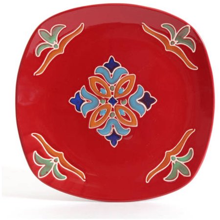 - Better Homes & Gardens Medallion 16-Piece Square Dinnerware Set, Red