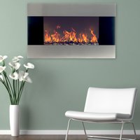 Northwest Stainless Steel 36 Inch Electric Wall Mounted Fireplace, Includes Remote