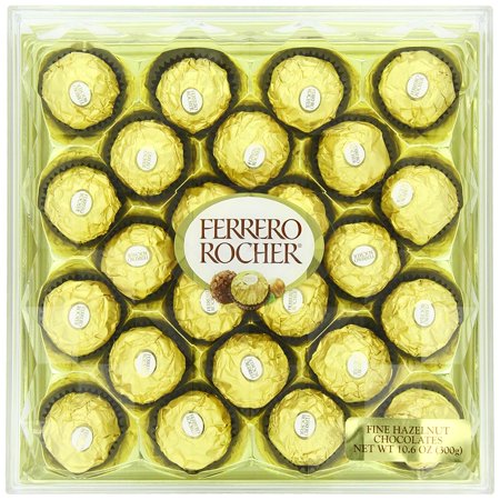Ferrero Rocher Hazelnut Milk Chocolates Diamond Box, 24 Ct (Pack of