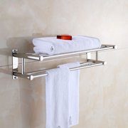 Hilitand Dual-level Bath Towel Holder with 6 Towel Rails Stainless Steel Towel Rack Luxury