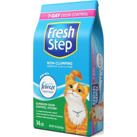 Fresh Step Non-Clumping Premium Cat Litter with Febreze Freshness, Scented - 14 (Best Litter Box To Stop Tracking)