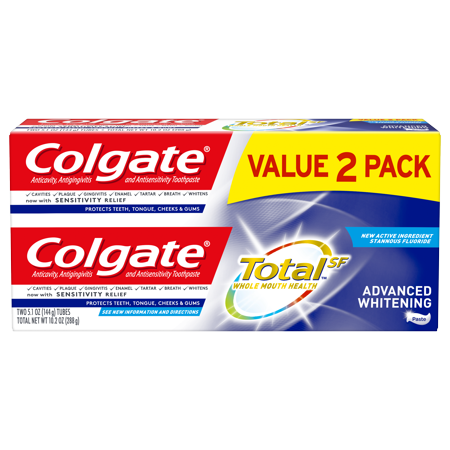 Colgate Total Whitening Toothpaste, Advanced Whitening, 5.1 oz. 2-pack- Paste