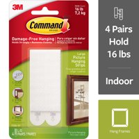 Command Large Picture Hanging Strips, White, 4 Sets of Strips/Pack