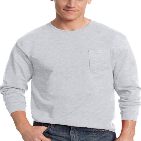 Hanes - Hanes Men's Tagless Cotton Long Sleeve Pocket Tshirt - Walmart.com